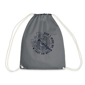 I'm Just An NPC LARPing Weapons Armor Character - Drawstring Bag - grey - Front