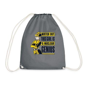 This Girl Is A Nuclear Genuis Energy Nuclear - Drawstring Bag - grey - Front