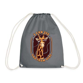 I Can See You From Here Nubian African Giraffidae - Drawstring Bag - grey - Front
