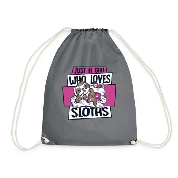Girl Who Loves Sloths Pilosa Folivora - Drawstring Bag - grey - Front