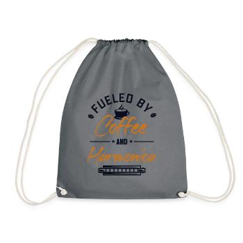 Alimenté par le café et l’harmonica Mouth Harp - Sac de sport léger - gris - Devant