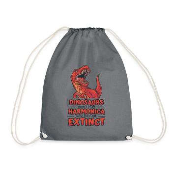 Dinosaurs Didn't Play Harmonica Mouth Harp - Drawstring Bag - grey - Front