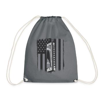 Harmonica drapeau américain harmonique bouche harpe - Sac de sport léger - gris - Devant