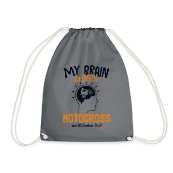 My Brain is 95% Motocross Supermoto Motorcycle - Drawstring Bag - grey - Front