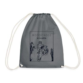 Motocross Chinese Hanzi Motorcycle Racing Riders - Drawstring Bag - grey - Front