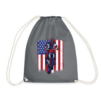 Motocross Drapeau américain Pilotes de course de moto - Sac de sport léger - gris - Devant