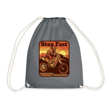 Stay Fast Motorcycle Racing Supermoto Riders - Drawstring Bag - grey - Front