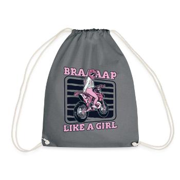 Braap Like A Girl Supermoto Motorradrennen - Turnbeutel - Grau - Vorne