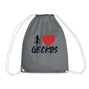 I love Geckos Crested Lizard Gekkota Leopard Gecko - Drawstring Bag - grey - Front