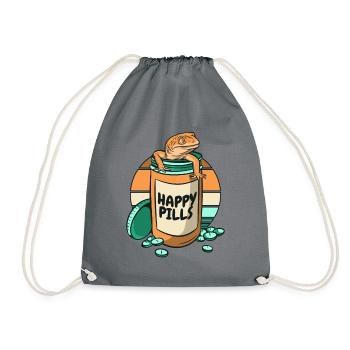 Happy Pills lézard Gekkota Gecko léopard à crête - Sac de sport léger - gris - Devant