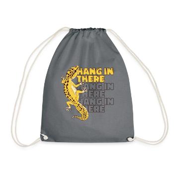 Hang In There Crested Lizard Gekkota Leopard Gecko - Drawstring Bag - grey - Front