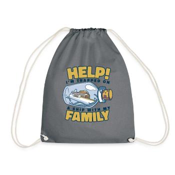 I'm Trapped On A Ship With My Family Cruise - Drawstring Bag - grey - Front