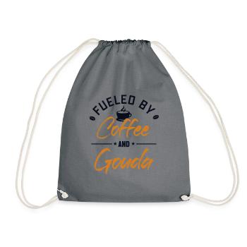 Angetrieben von Kaffee- und Gouda-Maker Queso Lover - Turnbeutel - Grau - Vorne
