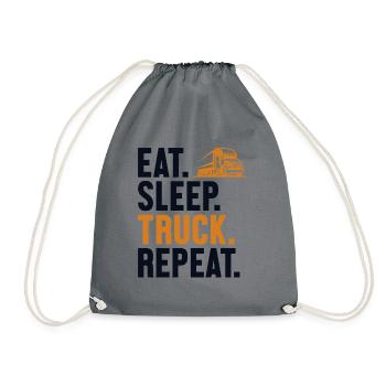 Eat Sleep Truck Repeat Trucker Truckie Legends - Drawstring Bag - grey - Front