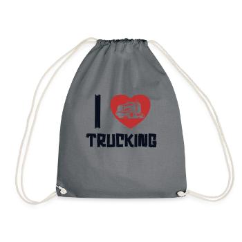 I love Trucking Trucker Truckie Legends Lover - Drawstring Bag - grey - Front