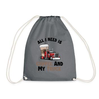 Coffee and my Truck Trucker Legends Truckie Truck - Drawstring Bag - grey - Front