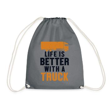 Life is Better with a Truck Trucker Legends Truck - Drawstring Bag - grey - Front