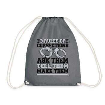 3 Rules Of Corrections Police Officer Corrections - Drawstring Bag - grey - Front