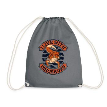I Live With Dinosaurs Gekkota Crested Lizard - Drawstring Bag - grey - Front