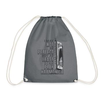 But At Least I Can Play Harmonica Harmonist - Drawstring Bag - grey - Front