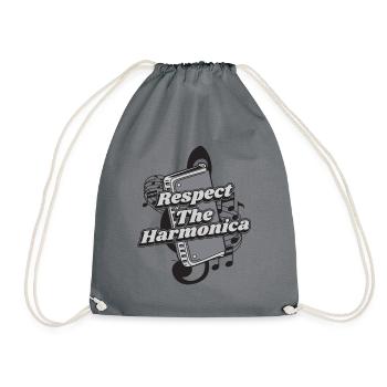 Respect The Harmonica Harmonist Harmonicist - Drawstring Bag - grey - Front