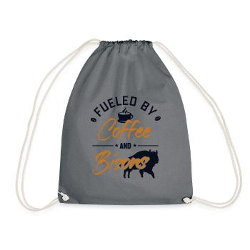 Fueled by Coffee and Bisons Buffalo Bovinae Lover - Drawstring Bag - grey - Front