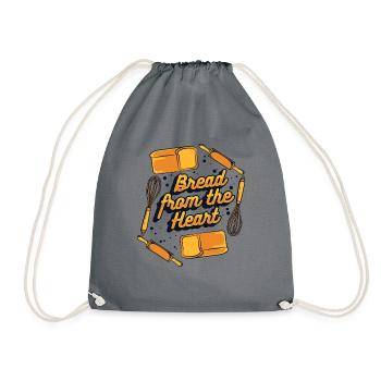 Bread From The Heart Bread Dough Bread Maker - Drawstring Bag - grey - Front