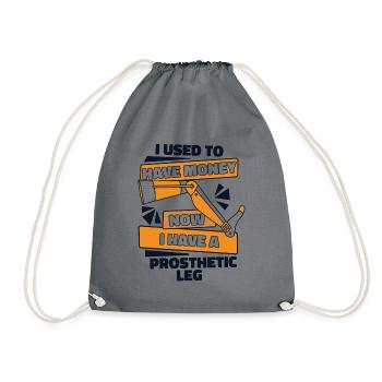 Now I Have A Prosthetic Leg Artificial Legs Leg - Drawstring Bag - grey - Front