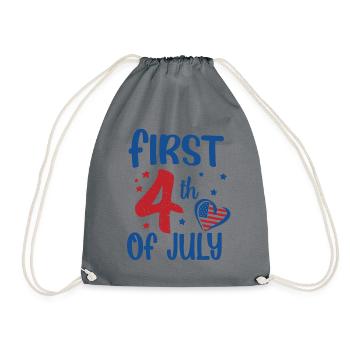 First 4th of July Independence Day Amerika - Turnbeutel - Grau - Vorne