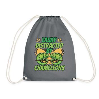 Easily Distracted By Chameleons Veiled Panther - Drawstring Bag - grey - Front