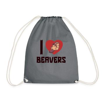 I love Beavers Eurasian Castor Canadensis Beaver - Drawstring Bag - grey - Front