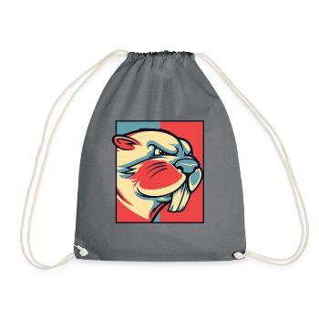 Beaver Portrait Castor Canadensis North American - Drawstring Bag - grey - Front