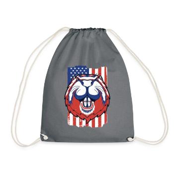 Beaver American Flag Eurasian Castor Canadensis - Drawstring Bag - grey - Front