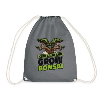 Keep Calm And Grow Bonsai Bonsai Pots Penjing - Drawstring Bag - grey - Front