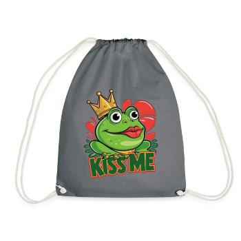 Drôle de grenouille verte embrasse-moi - Sac de sport léger - gris - Devant