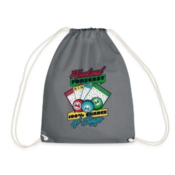 Weekend Forecast 100% Chance Of Bingo Daubers - Drawstring Bag - grey - Front