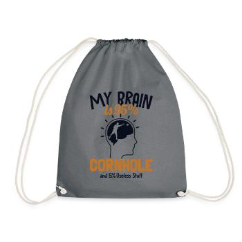 My Brain is 95% Cornhole Boards Bean Bag Game - Drawstring Bag - grey - Front