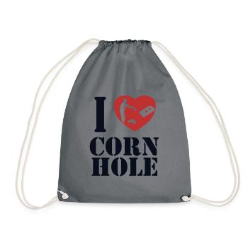 Ich liebe Cornhole Sitzsack Spielbretter Professional - Turnbeutel - Grau - Vorne