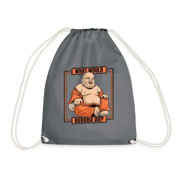 Was würde Buddha tun Buddhistische Symbolstatue - Turnbeutel - Grau - Vorne