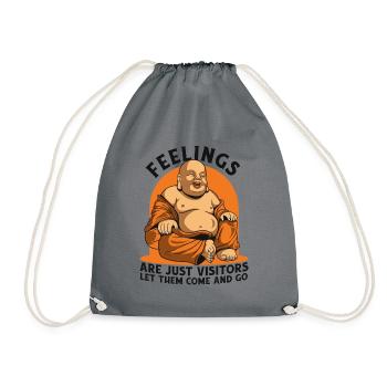 Feelings Are Just Visitors Buddhist Statue Symbol - Drawstring Bag - grey - Front