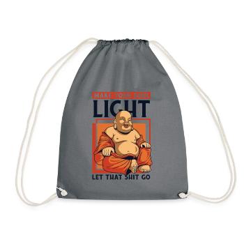 Make Your Soul Light Buddhist Symbol Statue - Drawstring Bag - grey - Front