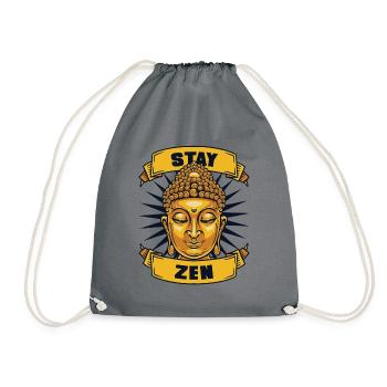 Stay Zen Buddhist Statue Symbol Priest Buddhism - Drawstring Bag - grey - Front