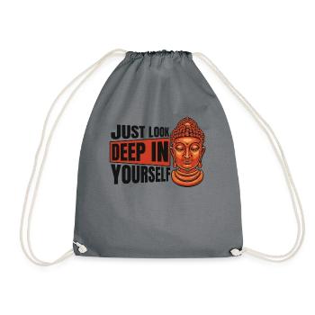 Schau einfach tief in dich hinein Buddhistische Statue Symbol - Turnbeutel - Grau - Vorne