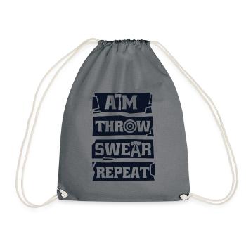 Aim Throw Swear Repeat Axe Throwing Game Axe - Drawstring Bag - grey - Front