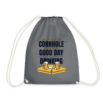 Bad Day Of Cornhole Good Day Of Drinking Boards - Drawstring Bag - grey - Front