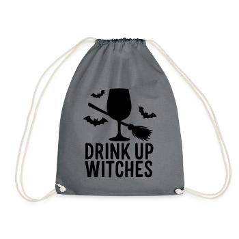 Halloween Witches Saying Drink Up Witches - Drawstring Bag - grey - Front