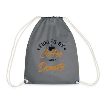 Fueled by Coffee and Donuts Doughnut Glazed Maker - Drawstring Bag - grey - Front