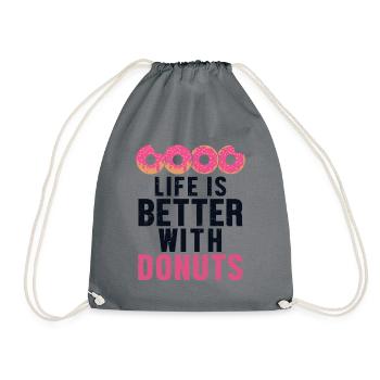 Life is Better With Donuts Doughnut Glazed Maker - Drawstring Bag - grey - Front