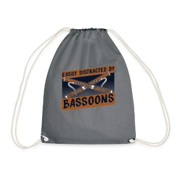 Easily Distracted By Bassoons Aerophone Music - Drawstring Bag - grey - Front