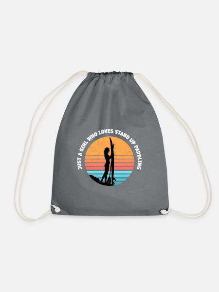 Sup Girl - Stand Up Paddle - Turnbeutel - Grau